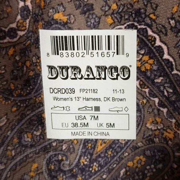 Durango Womens Leather Harness Riding Boots Size 7 Equestrian Country Barn Ranch - Picture 10 of 15